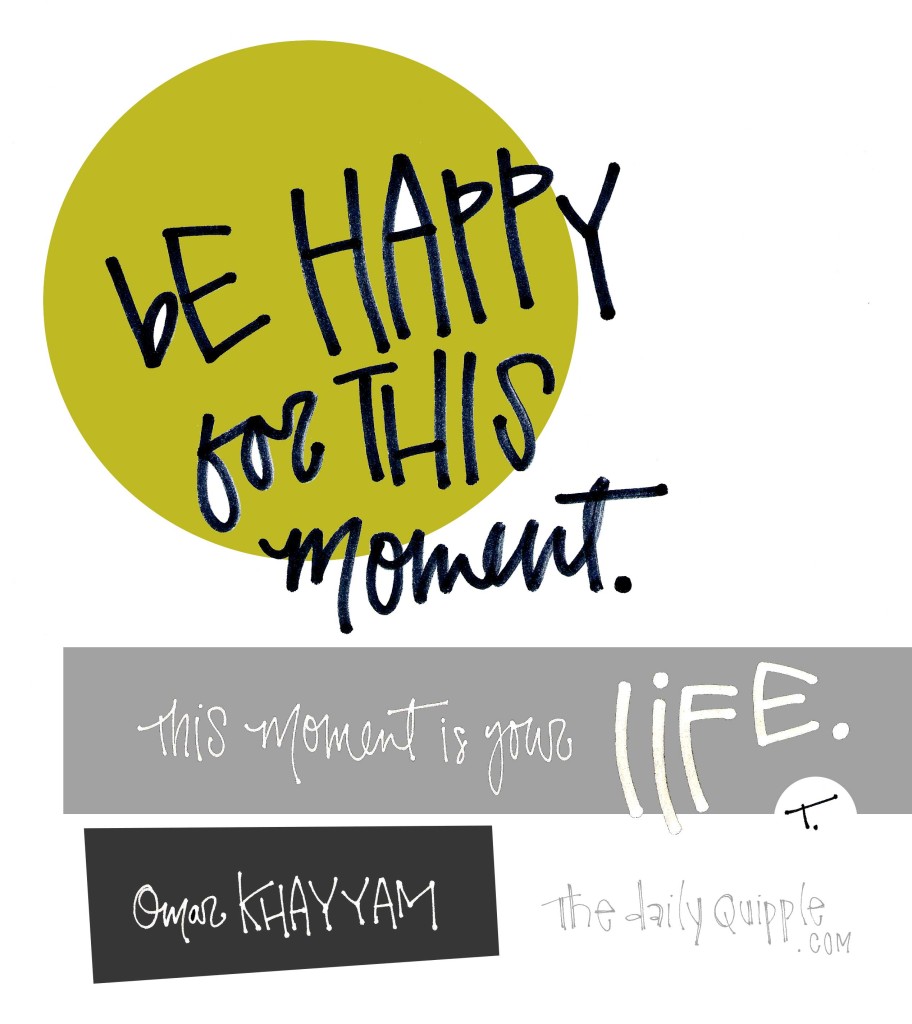 Be happy for this moment. This moment is your life. [Omar Khayyam]