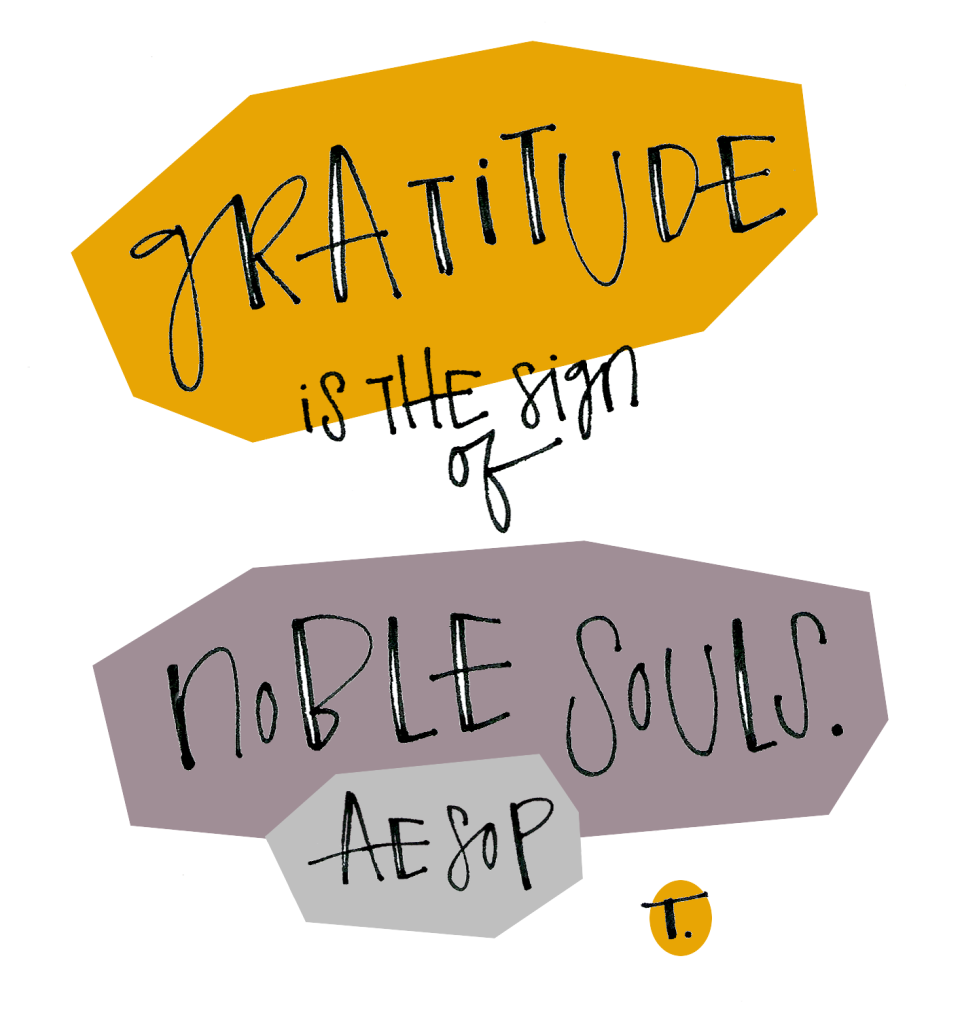 Gratitude is the sign of noble souls. [Aesop]