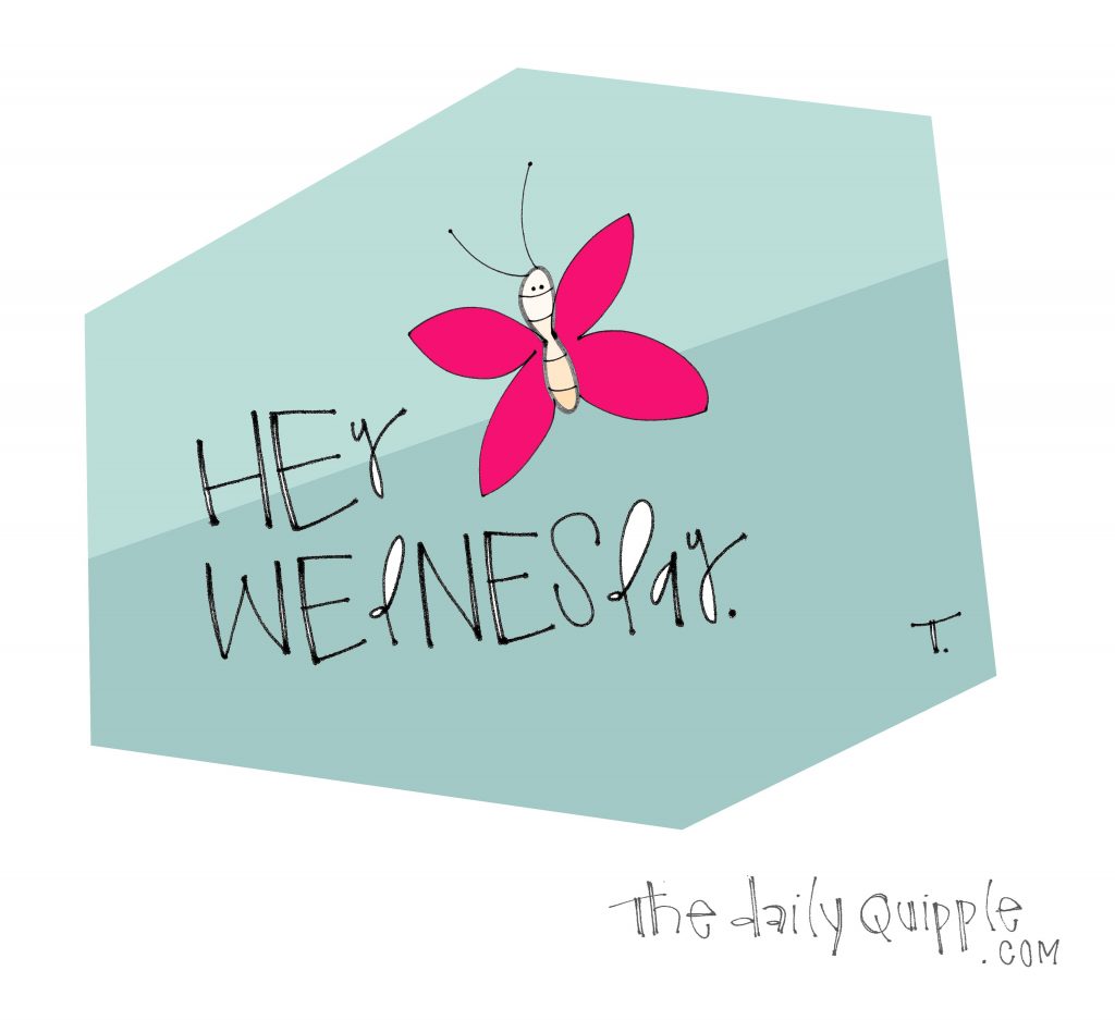 illustration of colorful butterfly with words: Hey Wednesday.
