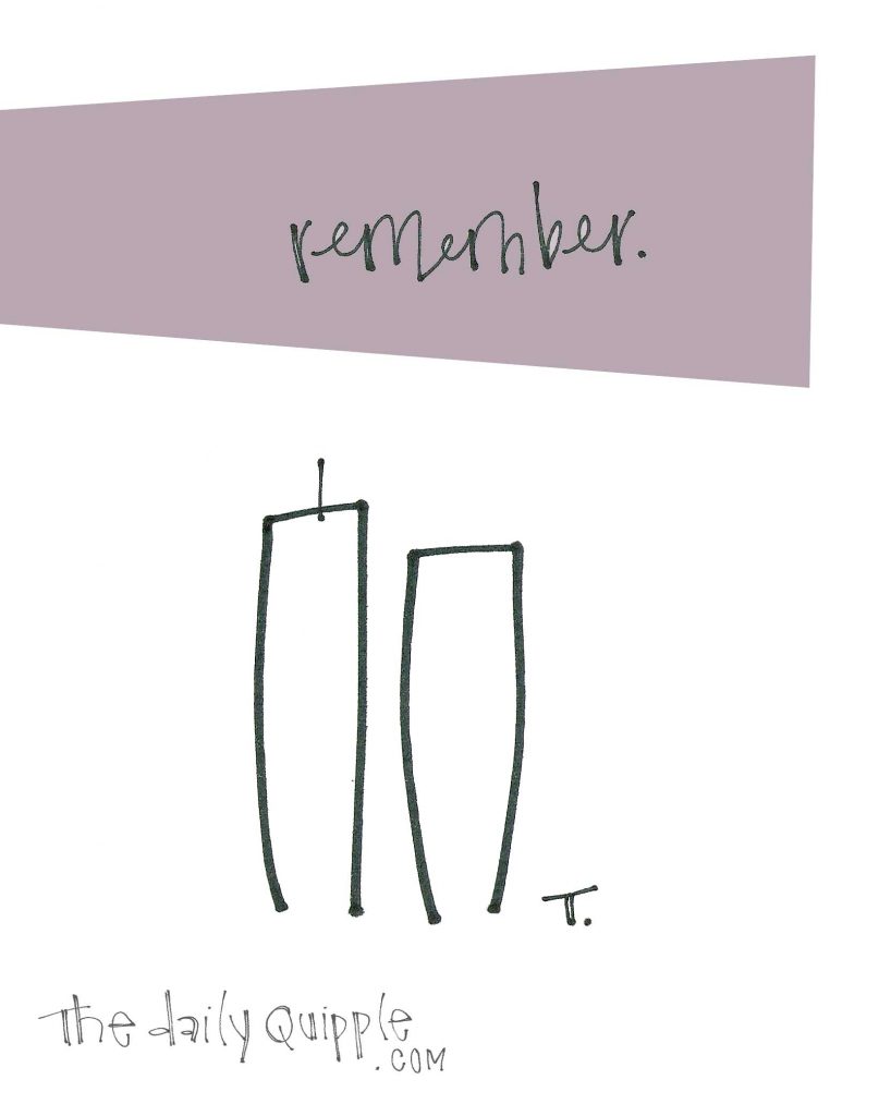 Illustration of the Twin Towers and the word “remember.”