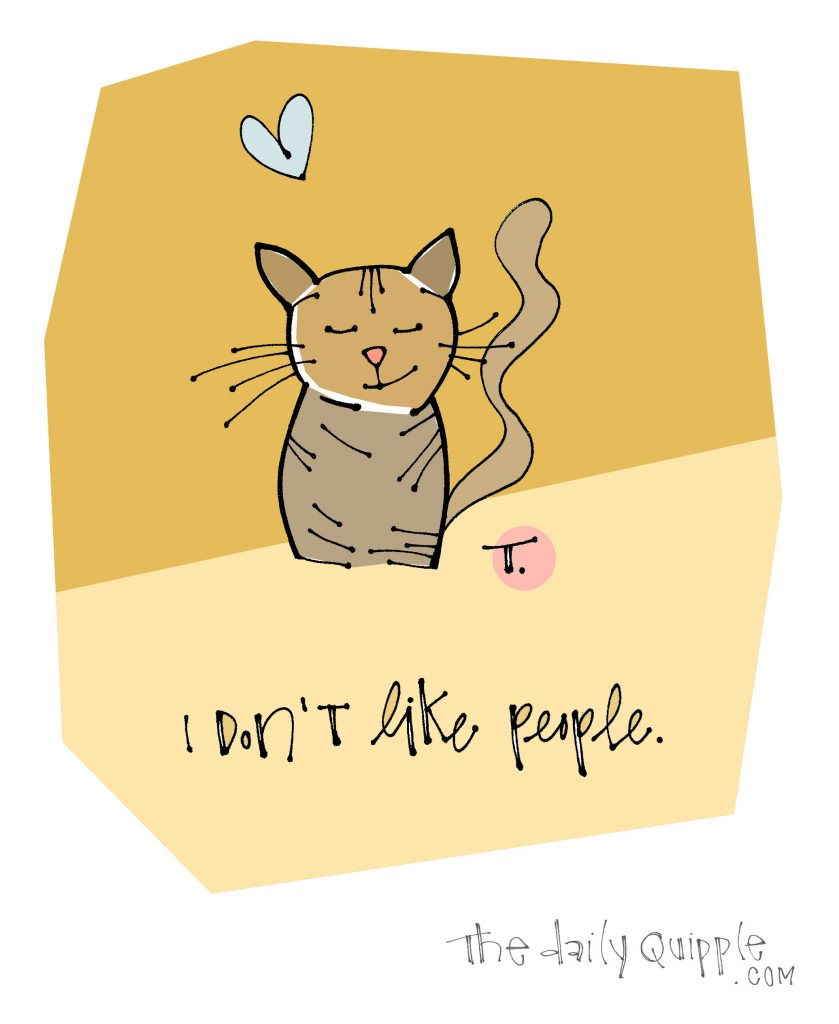 Illustration of a cat with words: I don’t like people.