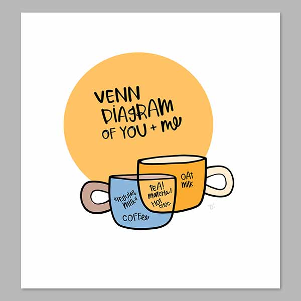 Venn Diagram of You + Me Digital Print